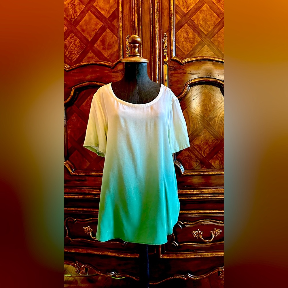 Equipment Silk Green Ombré Top